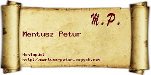 Mentusz Petur névjegykártya